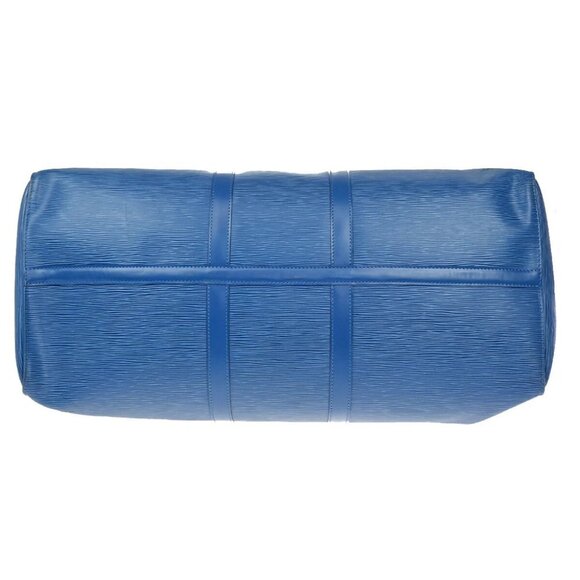 LOUIS VUITTON LV Logo Keepall 55 Travel Hand Bag Epi Leather Blue - Picture 6 of 14